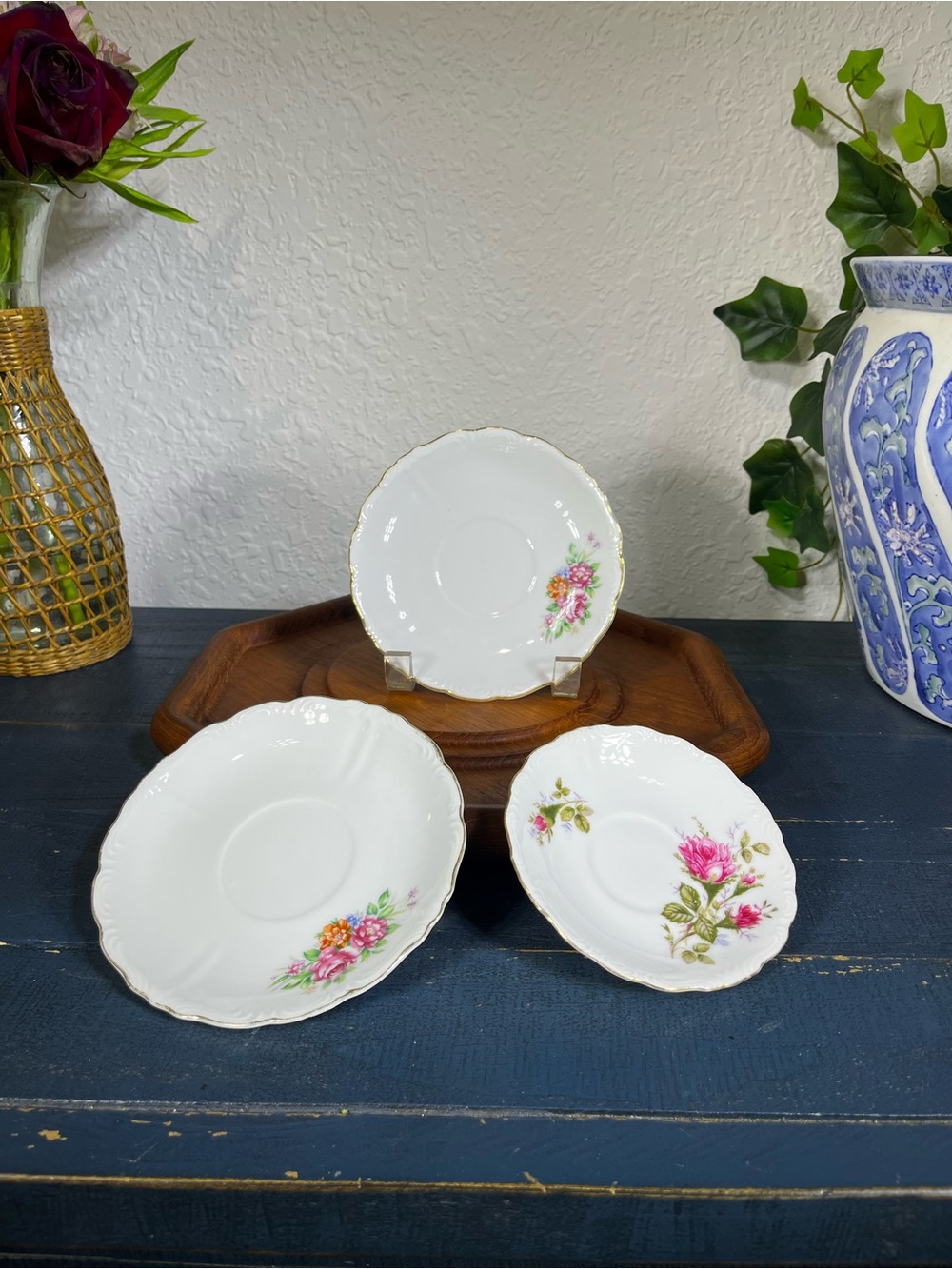 Single Vintage Saji China 4.5 saucer; set of 2 vintage Japanese China saucers